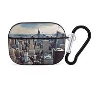 New York Fashion City Custodia per AirPods Pro 2, antiurto, custodia rigida protettiva per uomo e donna, compatibile con AirPod Pro custodia 2a/1a generazione con portachiavi - nera