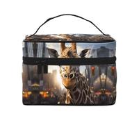 New York Giraffe Street - Borsa cosmetica da viaggio da donna, (22,9 x 16,5 x 15,7 cm), grande capacità, borsa cosmetica per ragazze, nero, Taglia unica