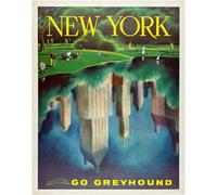 New York Go Greyhound Poster Reflection Travel Wall Art -...