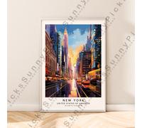 New York Illustrazione Stampa Viaggi Décor Poster da Parete Opera D'Arte Regalo