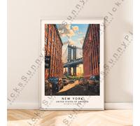New York Illustrazione Stampa Viaggi Poster da Parete Décor Regalo senza Cornice