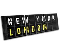 New York London Flip Signs Travel City TREBLE TELA parete arte foto stampa