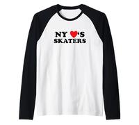 New York Loves Skaters Skateboard Design Maglia con Maniche Raglan