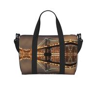 New York Manhattan Bridge Night Print Italy Flag Print Borsa versatile per viaggi, borsa a tracolla portatile da viaggio per ogni tua esigenza