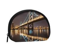 New York Manhattan Bridge Night Print Mini portamonete con cerniera - Piccolo portafoglio per donne e uomini, compatto organizer da viaggio, Nero , Taglia unica