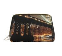 New York Manhattan Bridge Notte Stampato Makeup Bag per le Donne Portatile In Pelle Make up Bag Viaggio Cerniera Cosmetici Borse Organizzatore