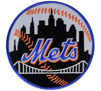 New York Mets Strada Maglia Rotondo Manicotto Toppa Blu Confine MLB Team Nero