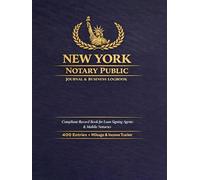New York Notary Public Journal: Official Record Book for New York Notaries - 400 Entry Notarial Log