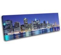 New York NYC Lower Manhattan Night City SINGLE TELA parete arte foto stampa