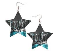 New York Paints, orecchini da donna alla moda, orecchini pendenti celesti, gioielli a forma di stella per un versatile, One Size, Pelle
