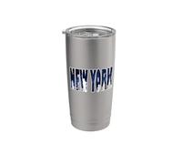 New York, punto di riferimento, costruzioni, orizzonte, città, dentro, lettere grassetto Bicchiere termico in acciaio inox doppia parete
