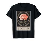 New York Rose Art Deco Floreale Vintage Viaggio Maglietta