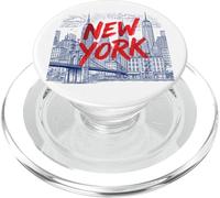 New York, skyline della città, schizzo, grafico, con, grassetto, rosso, pennello PopSockets PopGrip per MagSafe