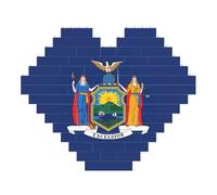New York State Flag Print Art Brick Puzzle a forma di cuore blocchi di costruzione fai da te set 3D puzzle decorazione per la casa 53 pezzi
