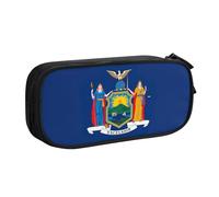 New York State Flag Print Stationery Bag Leggero Pen Pouch Scuola College Ufficio Viaggi Ragazzi Ragazze Adulti, Nero , Taglia unica, Set di zaini per la scuola