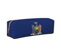 New York State Flag Print Unisex Pencil Case Pouch Office Travel Stationery Organizer Storage Bag, Oro, One Size, Organizer per borse