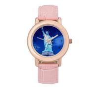 New York Statua della Libertà, orologio da polso da donna, elegante, analogico, al quarzo, cinturino in pelle, Stile:, regular, Cinturino