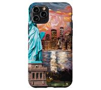 New York, statua, di, libertà, retro, arte, skyline, viaggio Custodia per iPhone 11 Pro