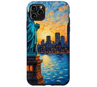 New York, statua, di, libertà, retro, arte, skyline, viaggio Custodia per iPhone 11 Pro Max
