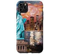 New York, statua, di, libertà, retro, arte, skyline, viaggio Custodia per iPhone 11 Pro Max