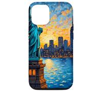 New York, statua, di, libertà, retro, arte, skyline, viaggio Custodia per iPhone 12/12 Pro