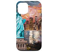 New York, statua, di, libertà, retro, arte, skyline, viaggio Custodia per iPhone 12/12 Pro