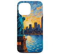 New York, statua, di, libertà, retro, arte, skyline, viaggio Custodia per iPhone 13 Pro Max