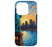 New York, statua, di, libertà, retro, arte, skyline, viaggio Custodia per iPhone 14 Pro