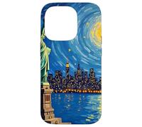 New York, statua, di, libertà, retro, arte, skyline, viaggio Custodia per iPhone 14 Pro