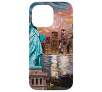 New York, statua, di, libertà, retro, arte, skyline, viaggio Custodia per iPhone 14 Pro Max