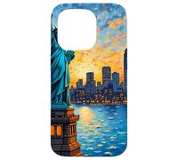 New York, statua, di, libertà, retro, arte, skyline, viaggio Custodia per iPhone 15 Pro