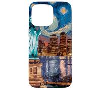 New York, statua, di, libertà, retro, arte, skyline, viaggio Custodia per iPhone 15 Pro Max