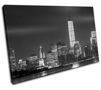 New York Statue of Liberty Night City SINGLE TELA parete arte foto stampa