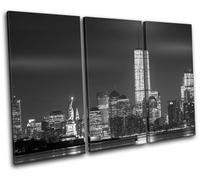 New York Statue of Liberty Night City TREBLE TELA parete arte foto stampa