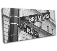 New York Streetsign Broadway NYC USA City SINGLE TELA parete arte foto stampa