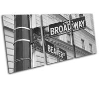 New York Streetsign Broadway NYC USA City TREBLE TELA parete arte foto stampa