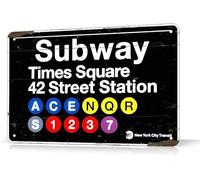 New York Subway Times Square Manhattan Ny, targa in metallo, stile vintage, 20,3 x 30,5 cm