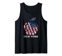 New York The Big Apple Illustration Tee Shirts with USA Flag Canotta