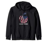 New York The Big Apple Illustration Tee Shirts with USA Flag Felpa con Cappuccio