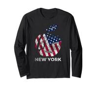 New York The Big Apple Illustration Tee Shirts with USA Flag Maglia a Manica