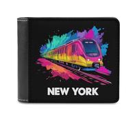 New York Train Bifold Wallet PU Leather Pocket Wallet Slim Purse per donne uomini regali, Stile:, Taglia unica