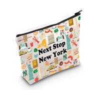 New York Travel Gift Next Stop New York Makeup Bag Viaggiatore Regalo NY Trip Cosmetic Bag New York Landmark Travel Gift, Prossima Fermata New York