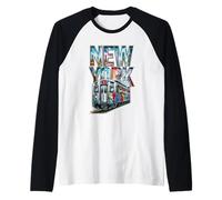 New York Treno Graffiti Stile Nyc Metropolitana Car Street Hip Hop Maglia con Maniche Raglan