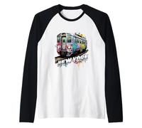 New York Treno Graffiti Style NYC Metropolitana Maglia con Maniche Raglan