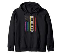 New York Us American Flag Rainbow Gay LGBT Pride Month Felpa con Cappuccio