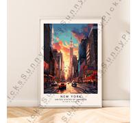 New York Viaggi Stampa Illustrazione Art Poster da Parete Muro Decoro USA Regalo