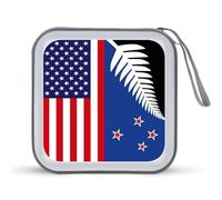 New Zealand and USA Flag Funny CD Case Holder Organizer 40 Capacità DVD Collection Storage Bag Wallet Book per Auto Casa Viaggio