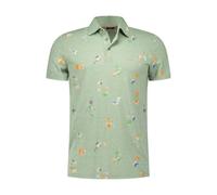 New Zealand Auckland Nza Polo Uomo Russell Verde Floreale 25BN115 1742 Classe