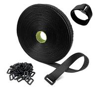 Newaner 10M fascette fermacavo con 50 fibbie, fermacavi riutilizzabili 2 cm larghezza, lunghezza di taglio libera fascetta cavi, per organizzare cavi, tubi flessibili, nero