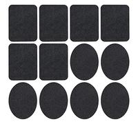 Newaner 12Pezzi Toppe Termoadesive in jeans, Patch vestiti fai-da-te, 6 stoffa ovali e 6 stoffa rettangolari, Applique per rifiniture cucito, Nero